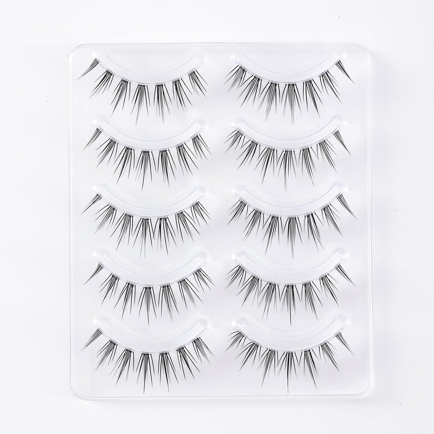 Natural False Eyelashes, Transparent Axis False Eyelashes, Handmade Upper Eyelashes, Ultra Lightweight, Lower Eyelashes, Soft, Outer Eyelashes, Natural Lifestyle Makeup, 5 Pairs (B-X09)