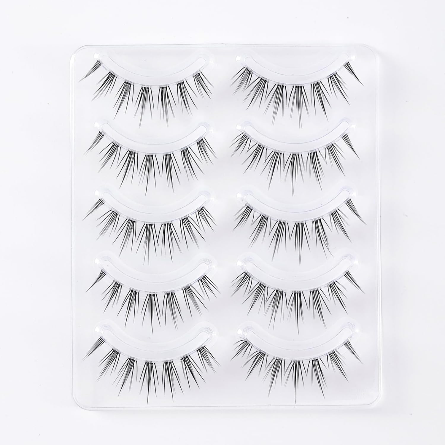 Natural False Eyelashes, Transparent Axis False Eyelashes, Handmade Upper Eyelashes, Ultra Lightweight, Lower Eyelashes, Soft, Outer Eyelashes, Natural Lifestyle Makeup, 5 Pairs (B-X09)