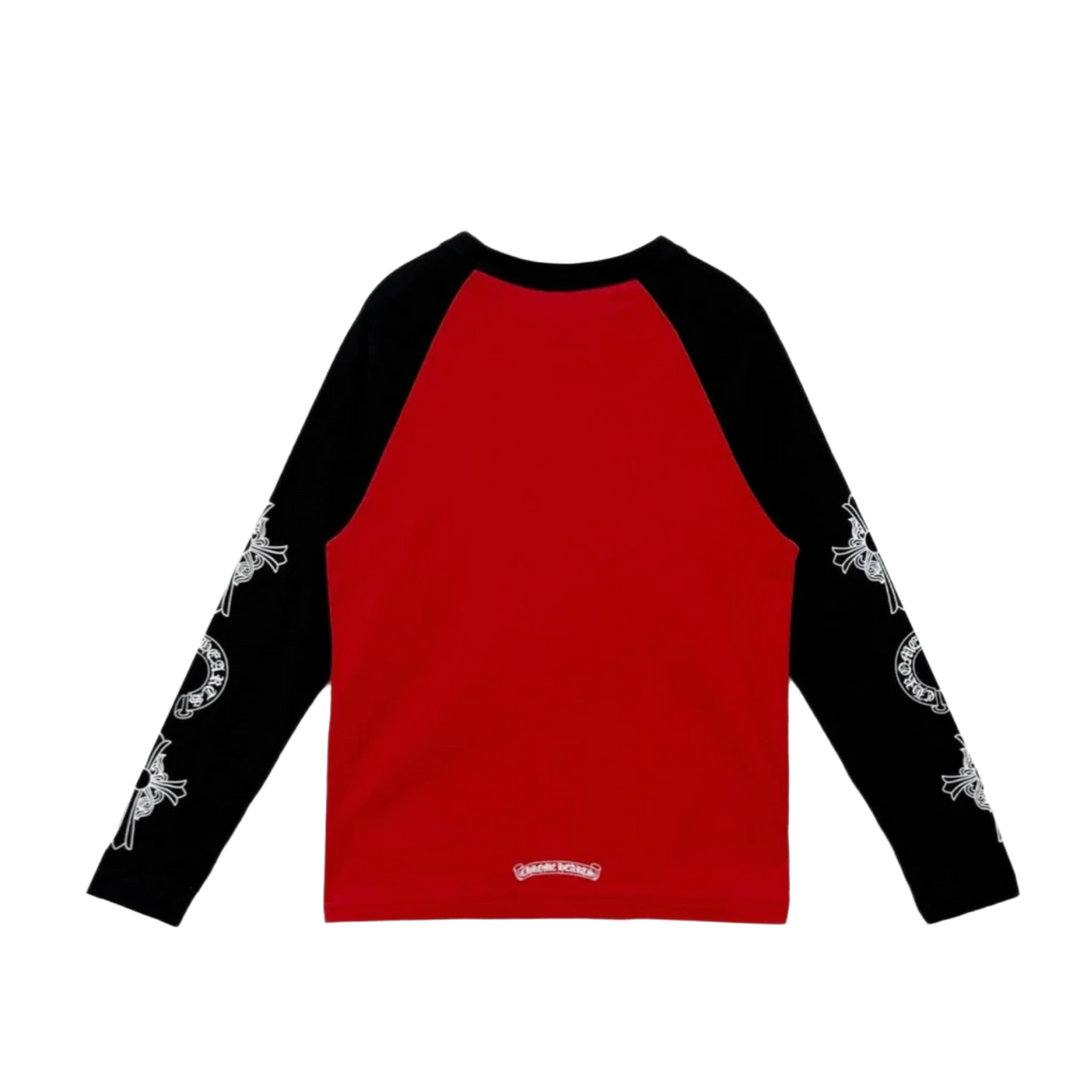 CHROME HEARTS NECK LOGO BASEBALL TEE 'RED/BLACK'