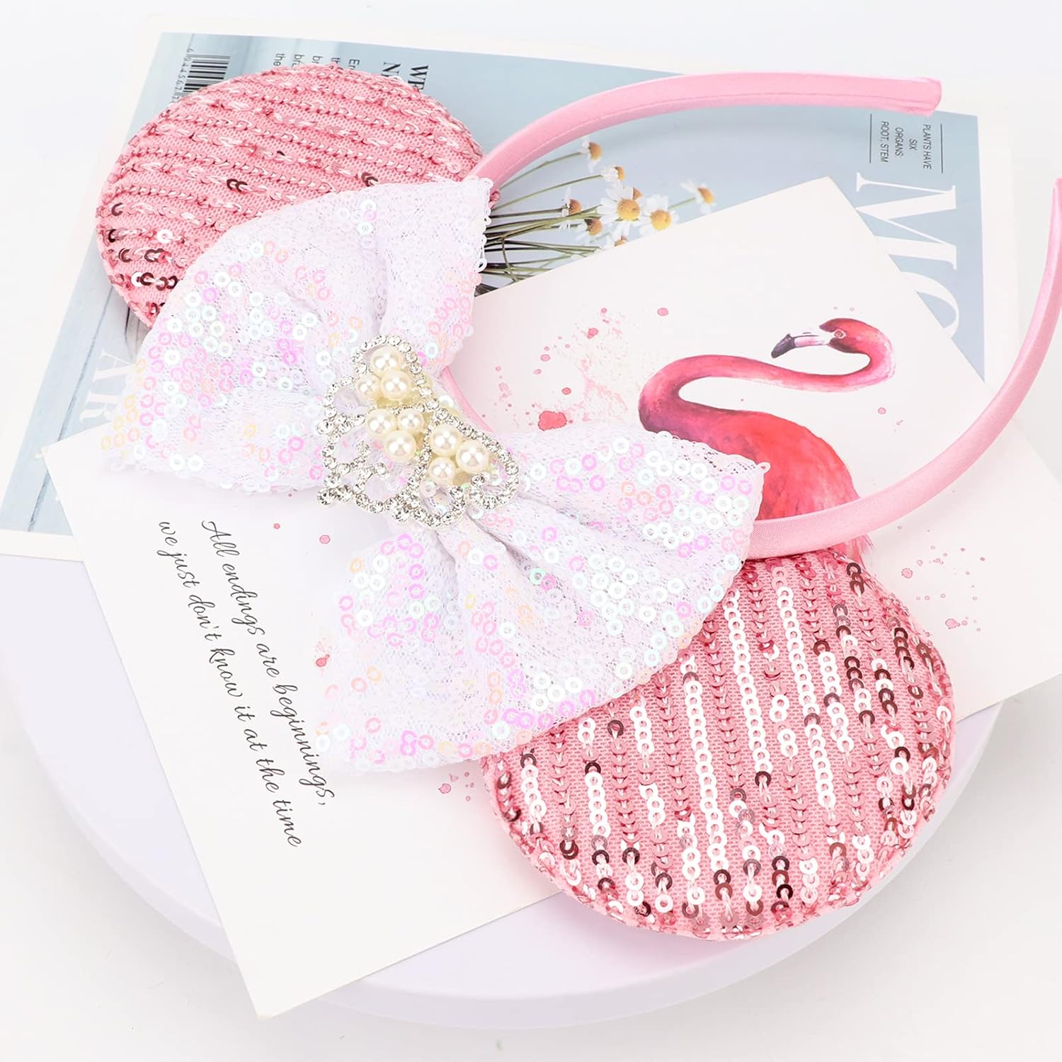 DRESHOW Mouse Ears Bow Headbands Sequins Party Decoration Cosplay Costume for Women