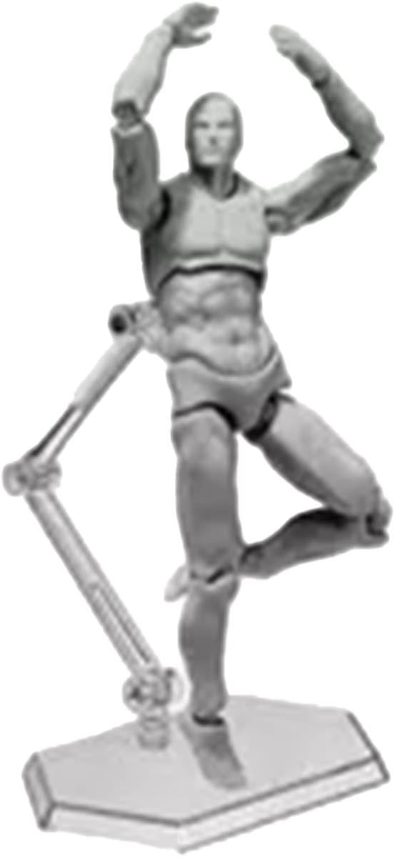 Figma Youth 2.0 Action Figure Model, Silver Grey Skin Tone, Articulated Joints, Adult Desk Toy, Grey and Orange Skin Color (Men #13)