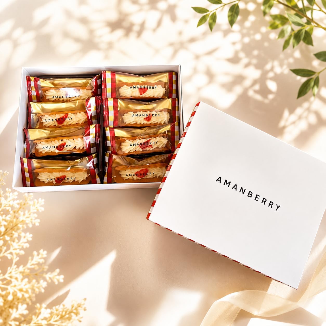 (Fukuoka Limited) Aman Berry, White Chocolate, Bakery, Souvenir, Individual Packaging, Present, Celebration, Sweets, White Day, Return, Popular, Fashionable, 8 Pieces