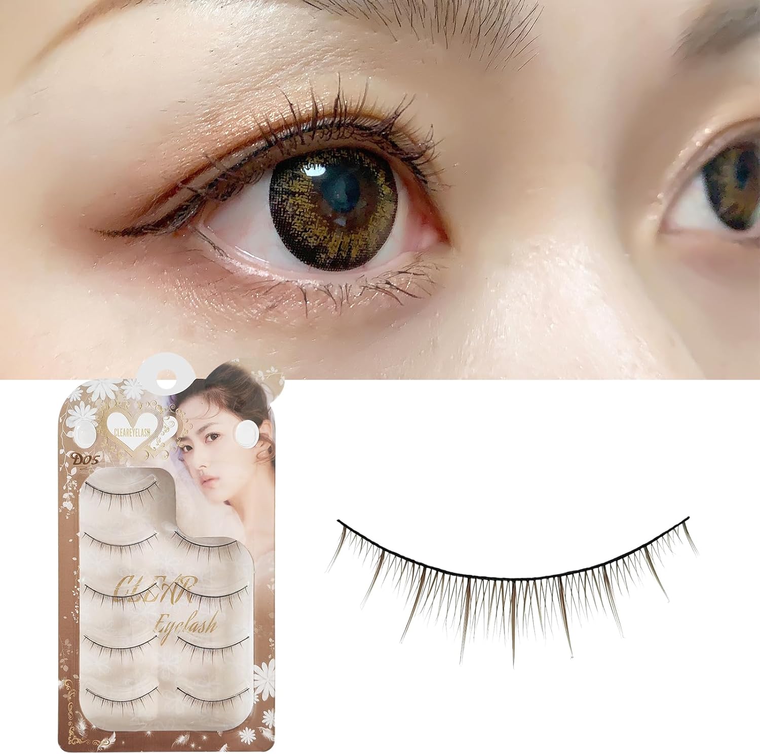 Brown False Eyelashes Natural 3D 3D Matsueku 5 Pairs (D05)