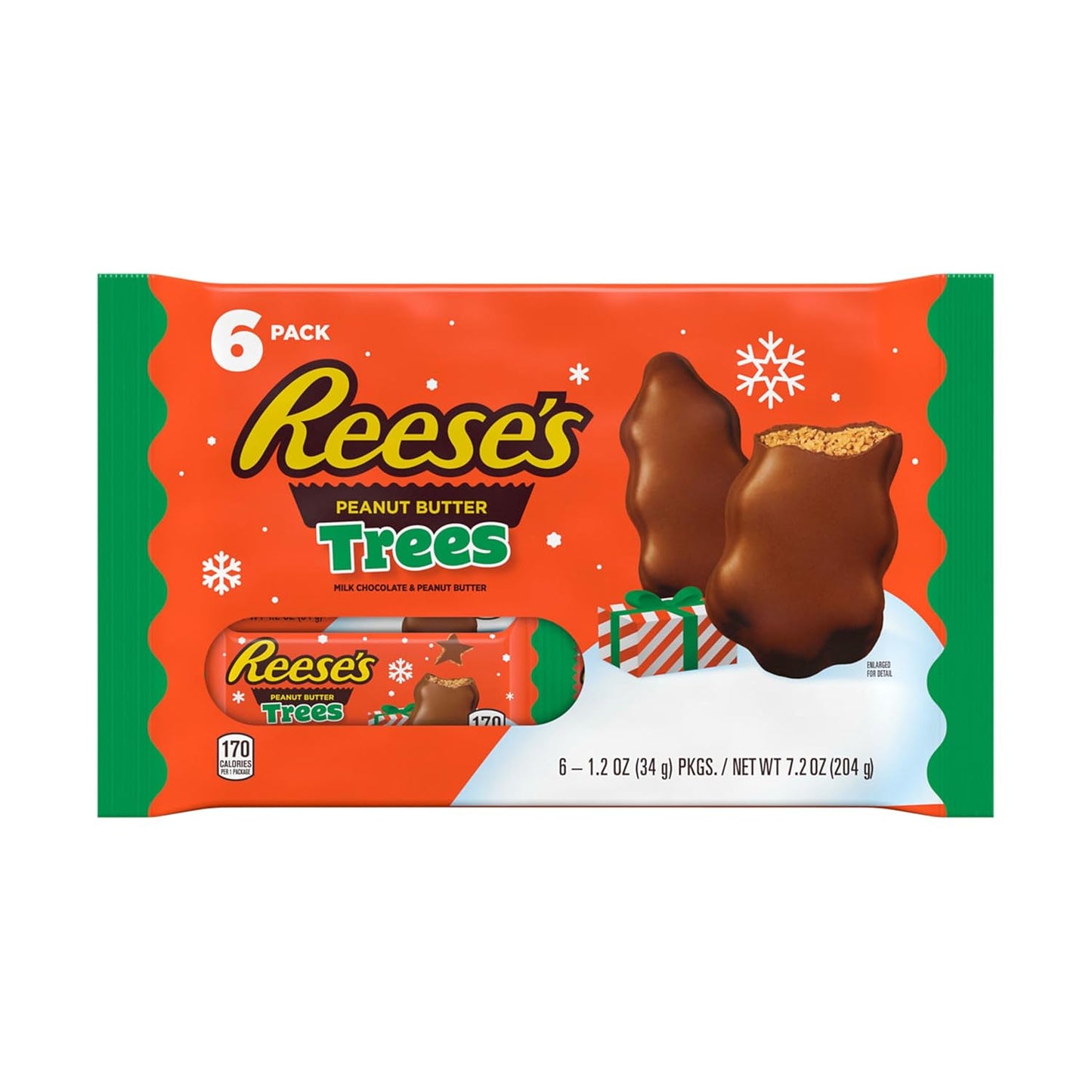 REESE'S Dulces de chocolate con leche y mantequilla de maní, Navidad, paquetes de 1.2 onzas (6 unidades)