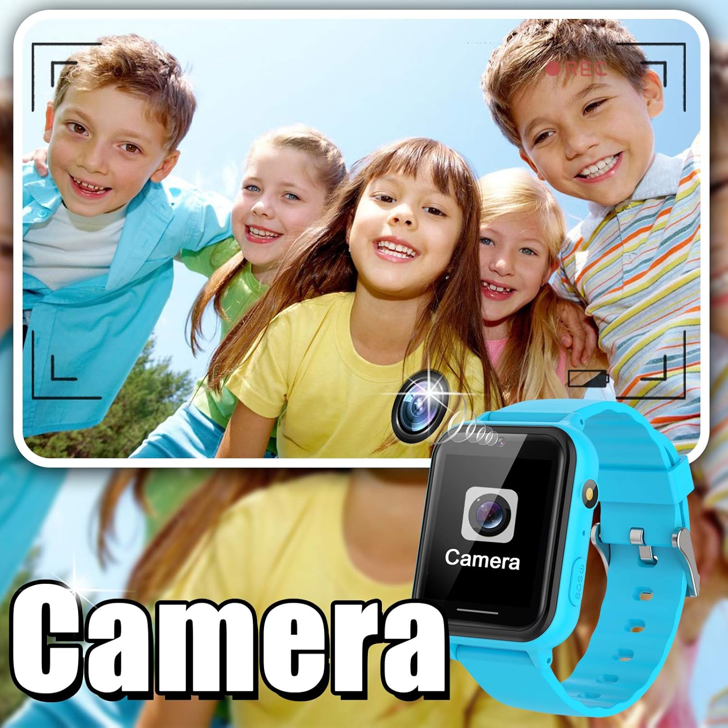 AYATAHA® Kids Wristwatch, Smart Watch, for Kids, Selfie Camera, Photo, Games, Music Playback, Cute Alarm Clock, Alarm, Pedometer, Calories, Recording, Children's Day, Kindergarten, School Entrance