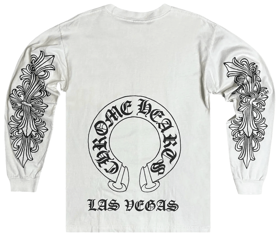 CHROME HEARTS 'LAS VEGAS' HORSESHOE FLORAL LONGSLEEVE T-SHIRT WHITE