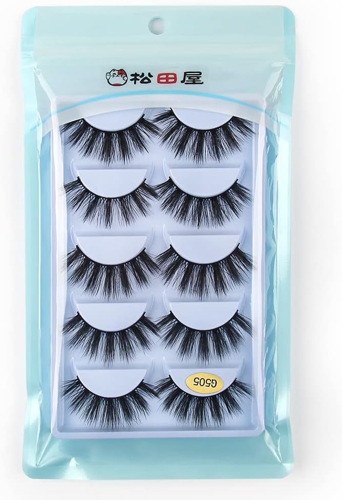 5 Pairs Mink Eyelashes Ultra Dense Stage Makeup Natural False Eyelashes Long Eyelashes Extensions Fake Eyelashes Handmade (G505)