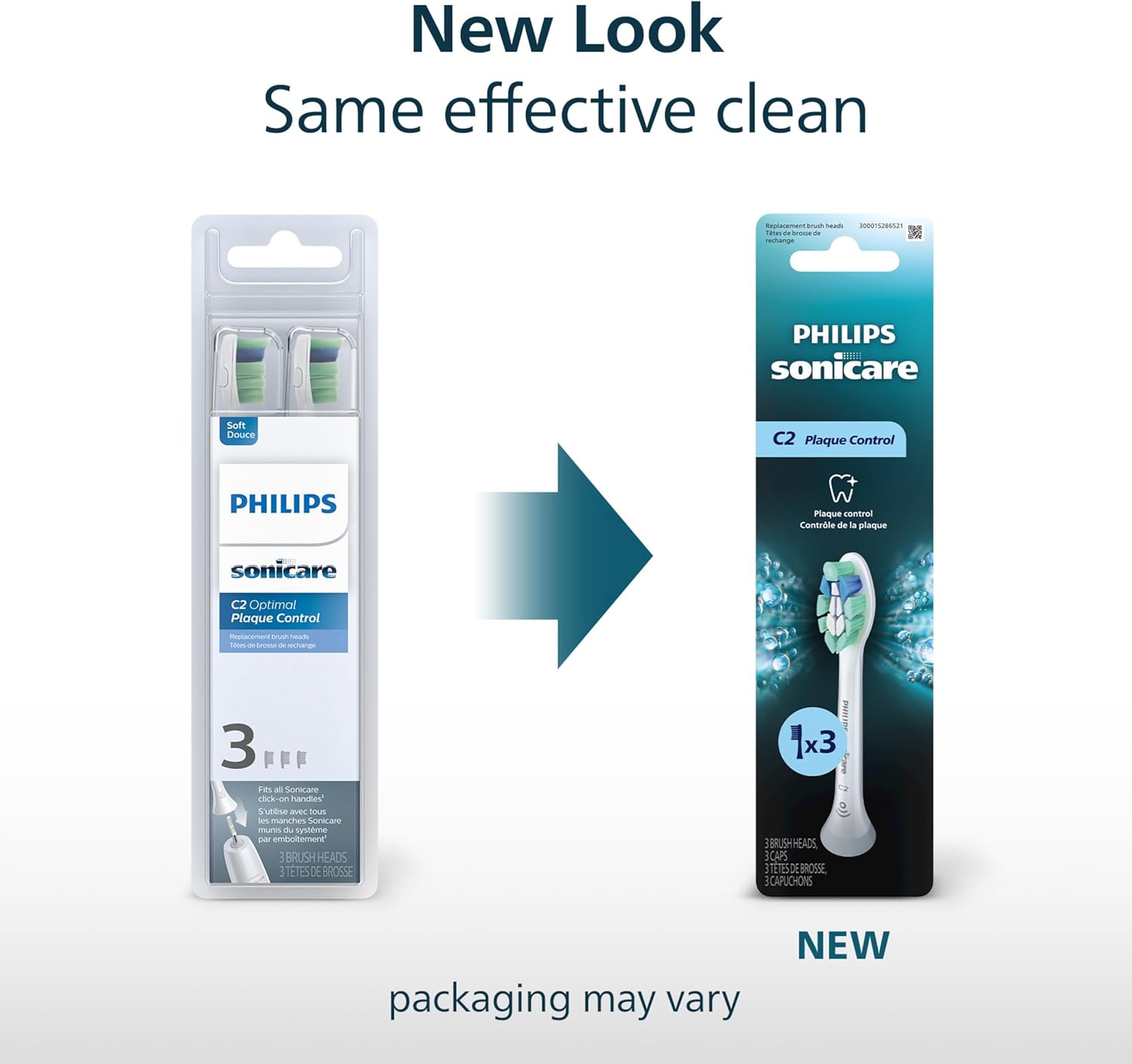 Philips Sonicare C2 Plaque Control - Cabezales de repuesto genuinos para cepillo de dientes eléctrico, Blanco, paquete de 3, HX9023/65