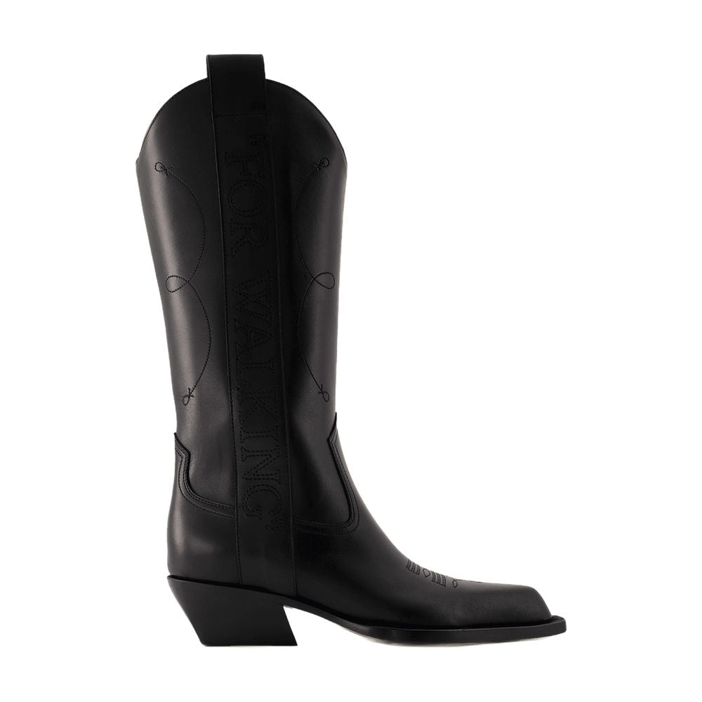 Off For Walking Boots Off White Leather Black - Image 2