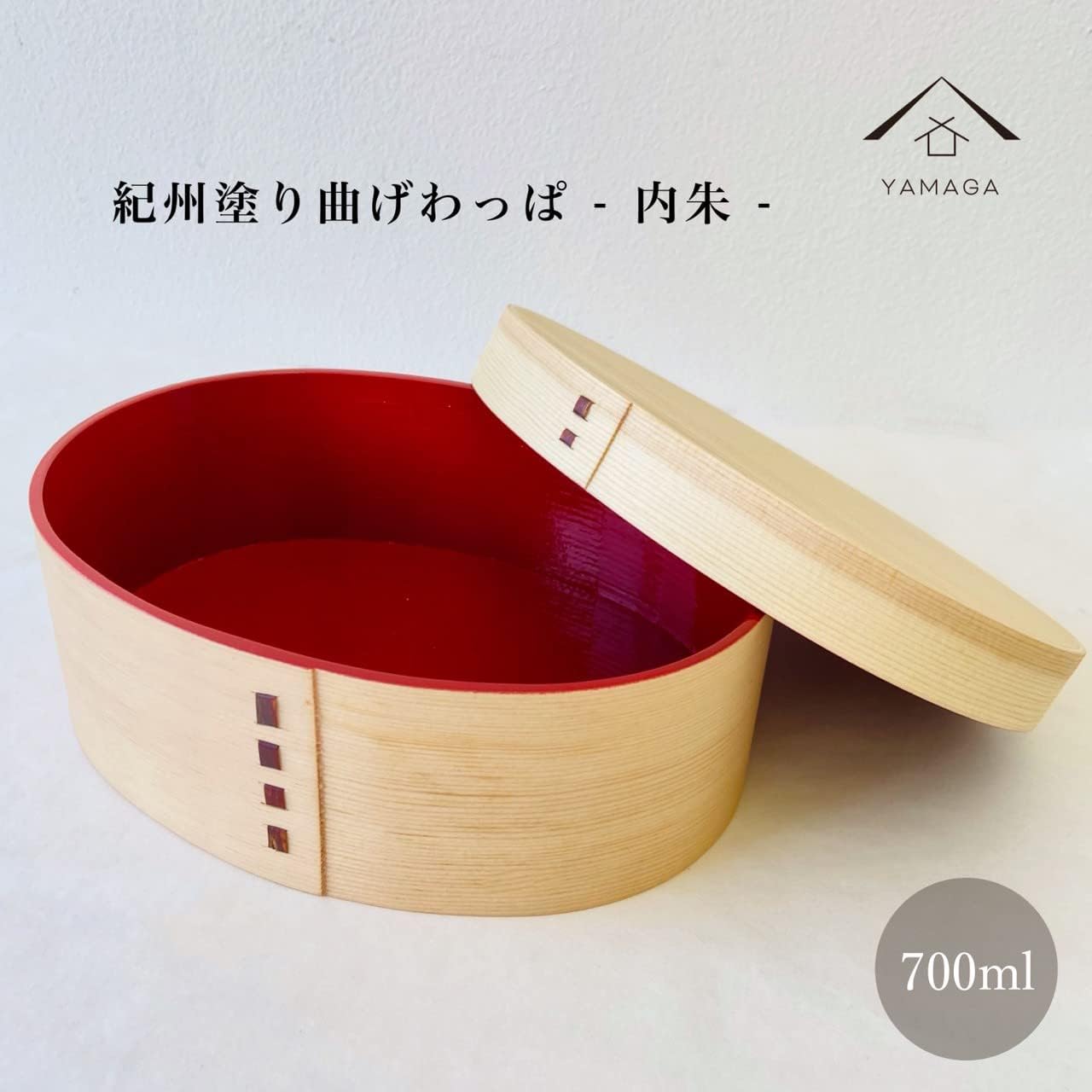 Yamaga Lacquerware Shop Kishu Magewappa Bento Box, Red Bento Box, White Wood, 23.7 fl oz (700 ml), Made in Japan, Kishu Lacquerware, Bento Box, Lunch Box