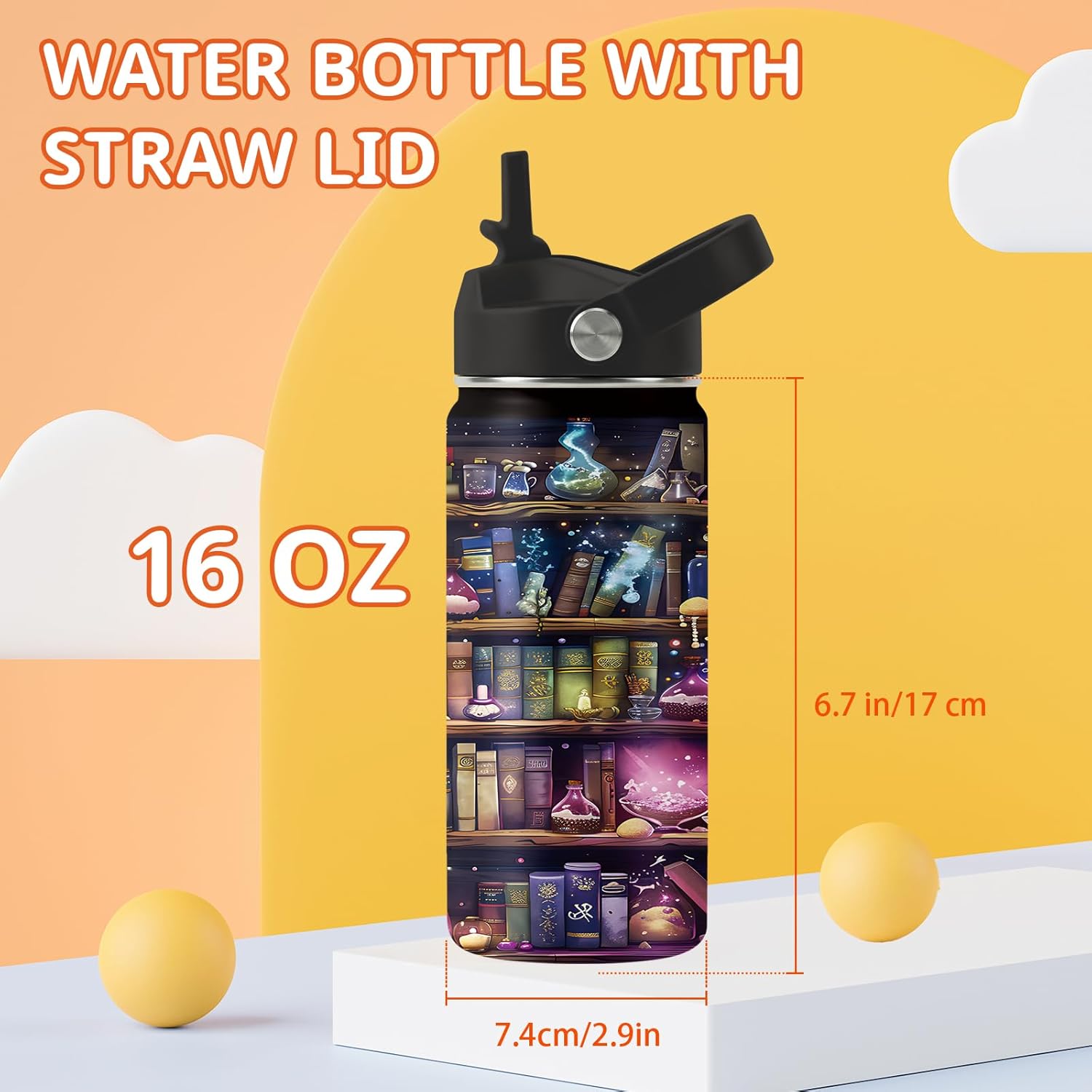 Regalos para amantes de los libros, botella de agua de 16 onzas con tapa con popote para niñas, vaso de libro para amigos, regalos de cumpleaños para mujeres, lectores, bibliotecaria, accesorios de