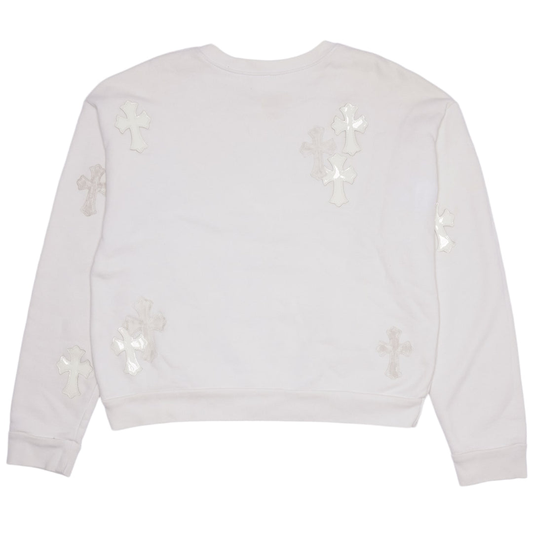 CHROME HEARTS 'TRIPLE WHITE' CROSS PATCH CREWNECK