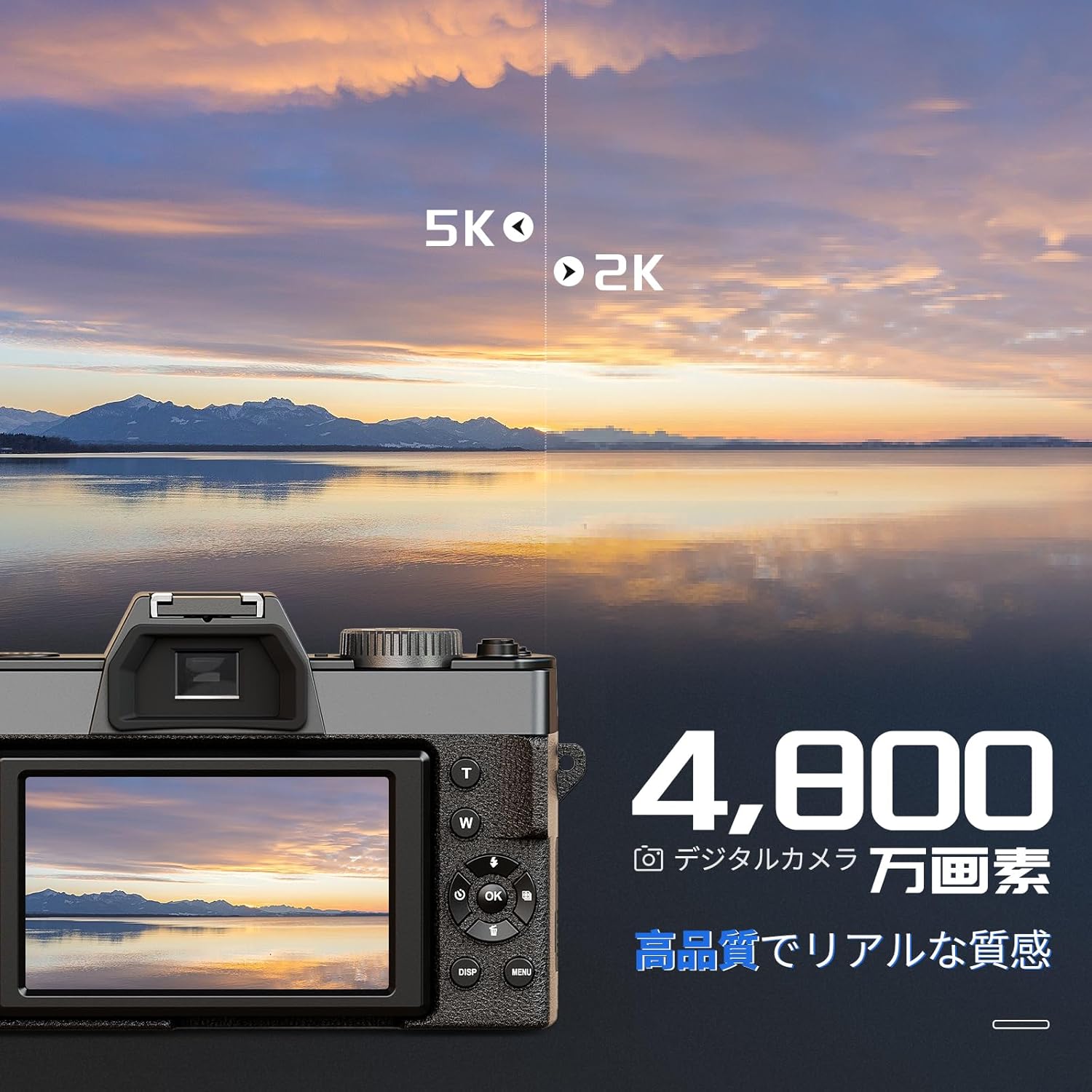 NBD 5K 48MP Digital Camera [Wi-Fi and App Control] 16x Zoom SLR Camera 180° Flip Screen | Auto Focus & Image Stabilization | Macro + Wide Angle Lens & Webcam Function (Graphite)
