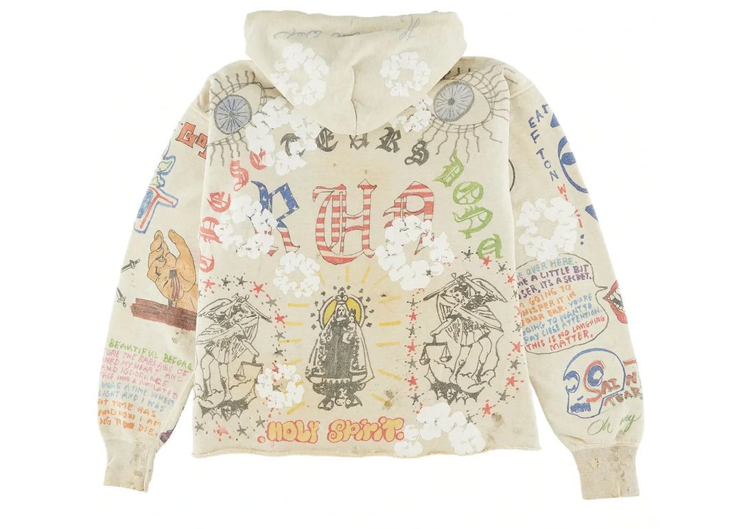 SAINT MICHAEL X DENIM TEARS GRAFFITI HOODIE GREY