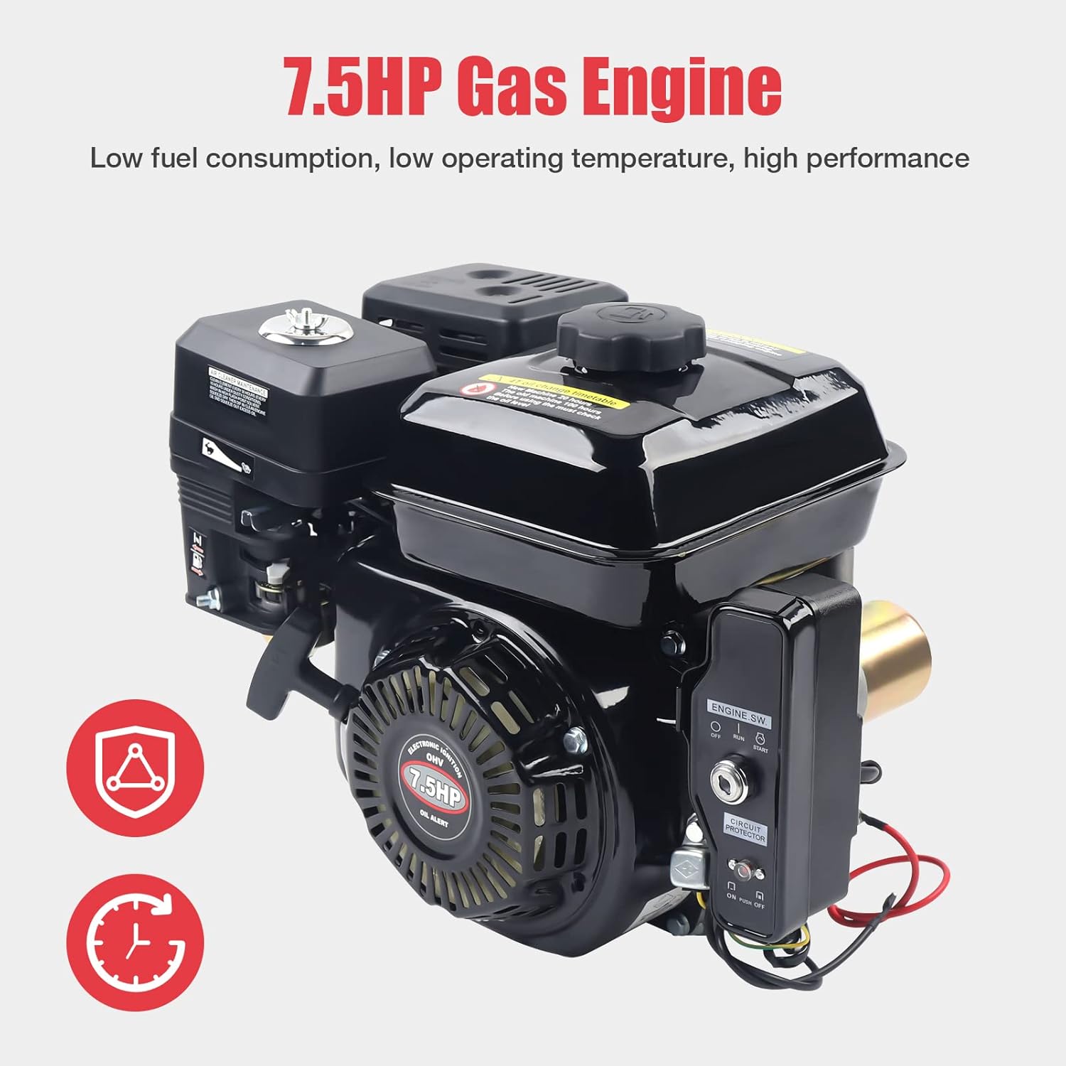 Kart Engine 7.5HP Electric Start Horizontal Engine 4 Stroke 210cc Gasoline Engine Electric Start Upgrade Version Compressor Scallifier Mower Pump Generator Flail Mower