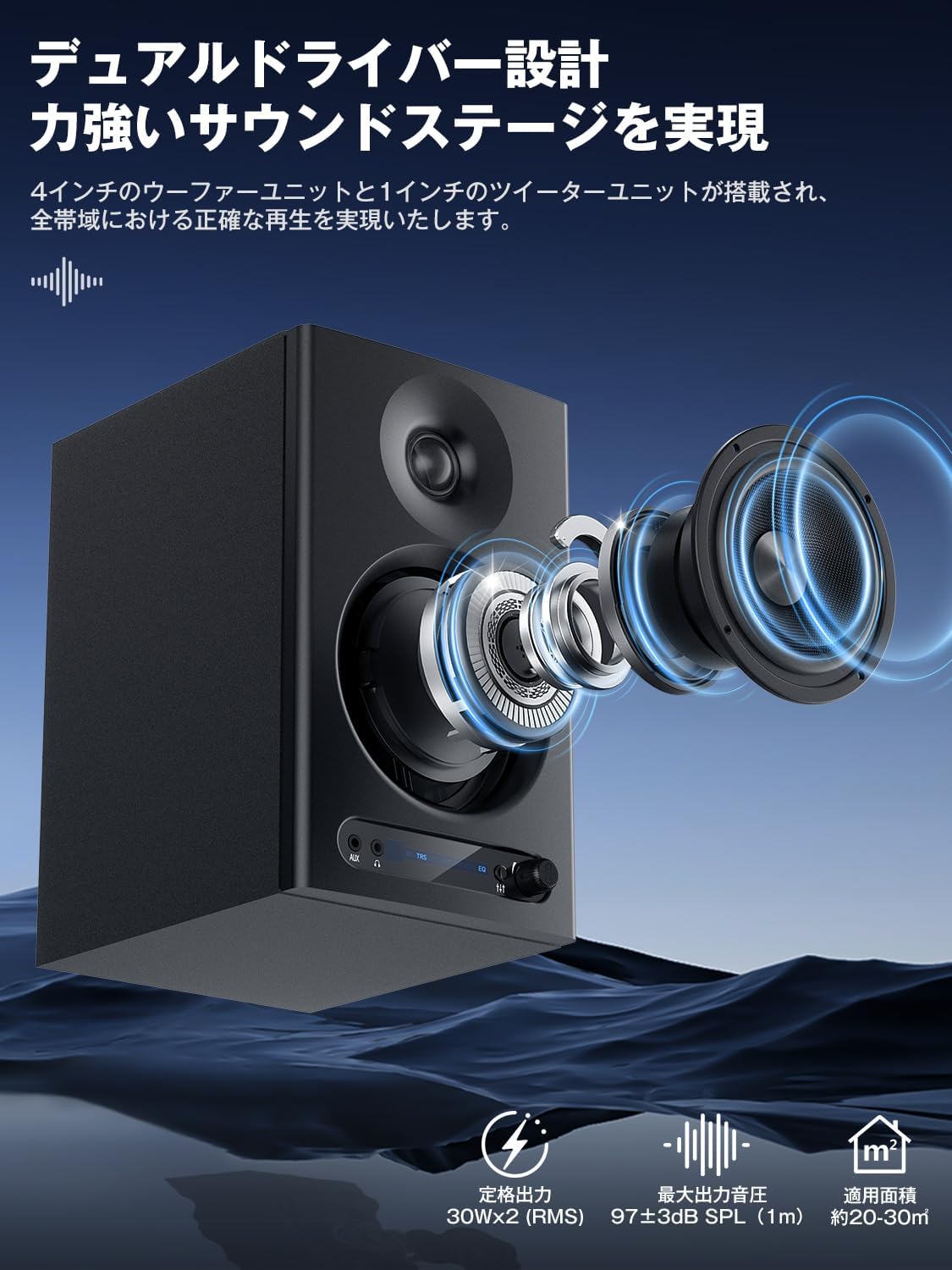 YOPIN Monitor Speaker Bluetooth 5.4 Switchable Between Three Modes (Monitor, Music, Theater) 4-Inch Mid-Bass Speaker 45Hz-20kHz Wide Frequency Range 60W Speaker Bluetooth Fiber Optic/TRS/HDMI/RCA/AUX
