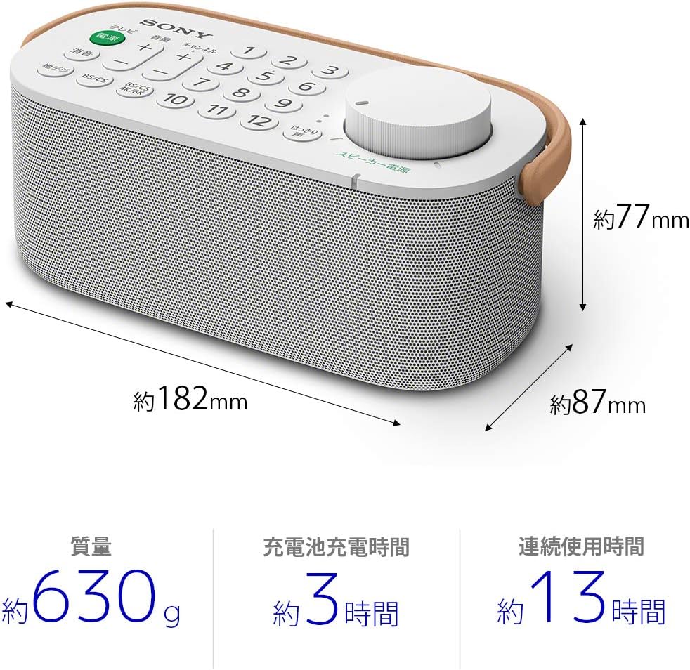 Sony SRS-LSR200 Handy TV Speaker, Easy Operation, Splash-proof, Dedicated Speaker for Voice, Integrated TV Remote Control, 2020 Model