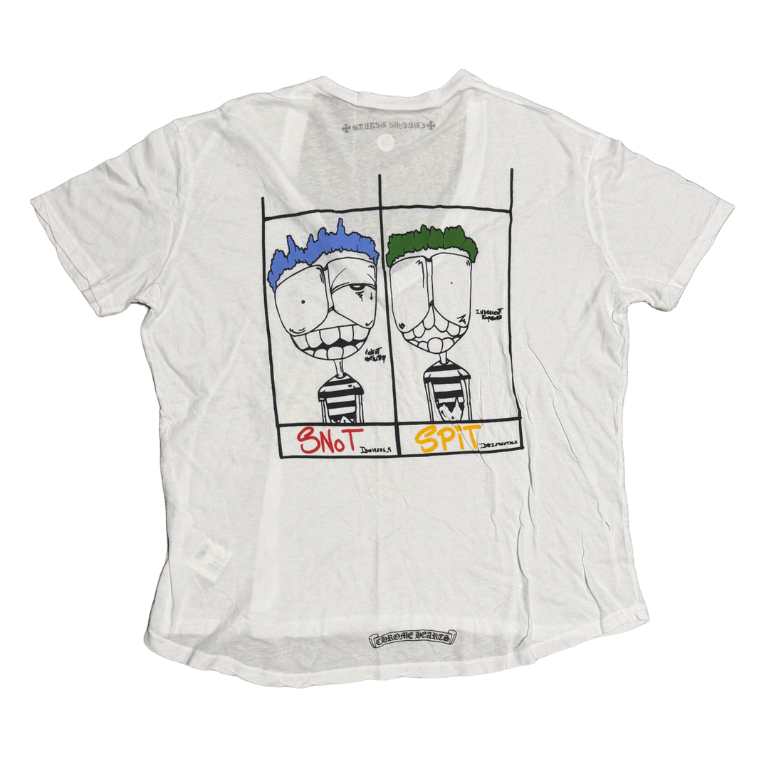 CHROME HEARTS MATTY BOY 'T-BAR SNOT' WHITE WOMENS V-NECK TEE