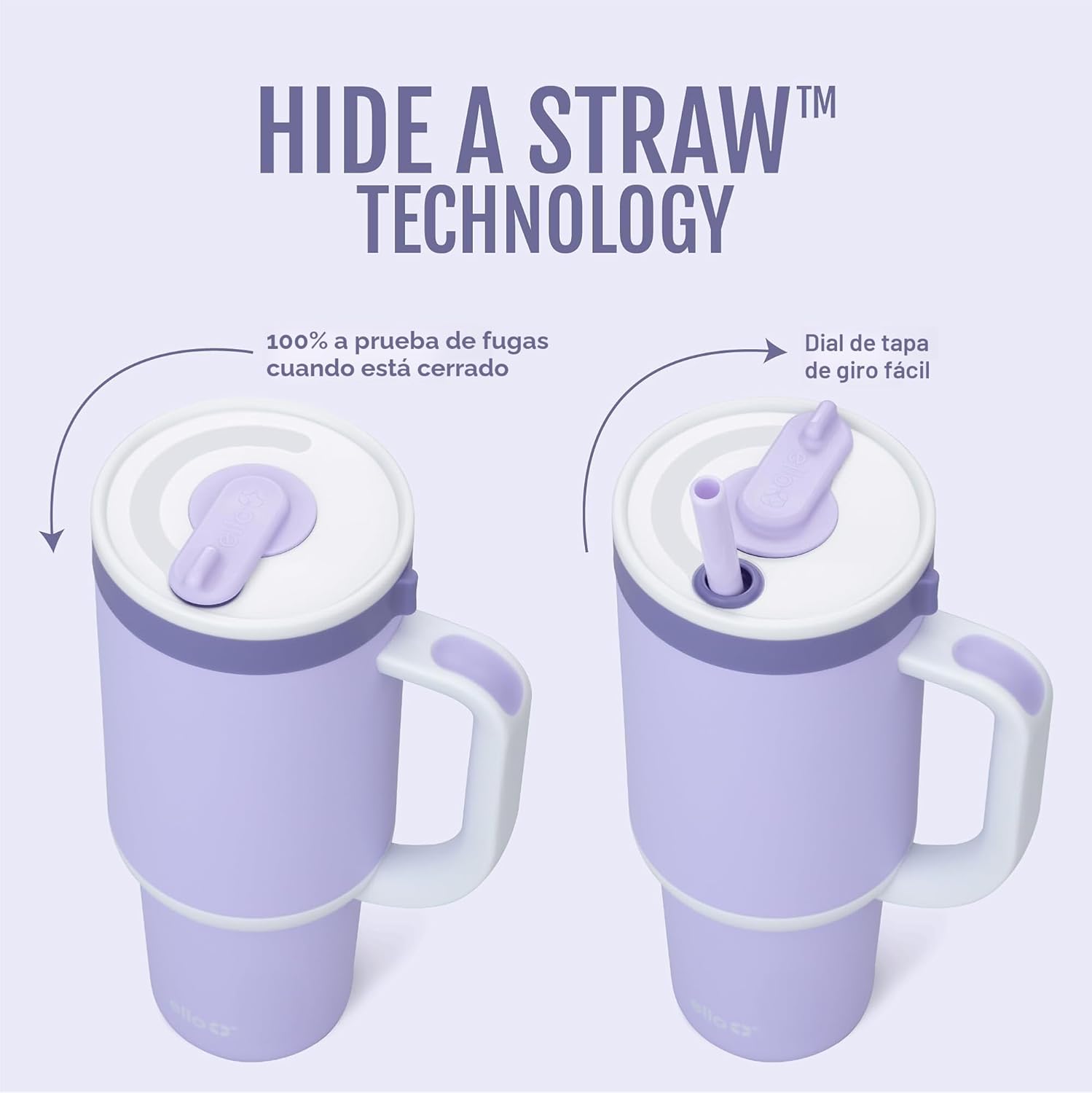 Ello Oasis - Vaso de 30 onzas con asa y pajita retráctil | Taza reutilizable de acero inoxidable aislada 100% a prueba de fugas, regalos para adolescentes, mujeres y hombres | Mantiene el frío durante