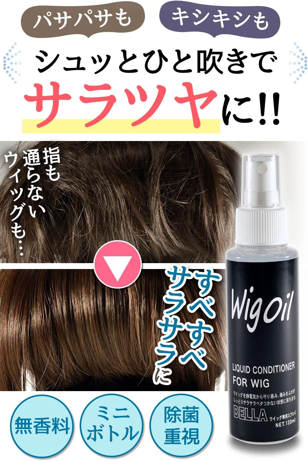 MilicaBooks Wig Oil, Set of 2, Mist Type, Careing, Glazing, Anti-Static, Mist Spraying, Fragrance-free, Disinfectant, 4.2 fl oz (120 ml) x 2