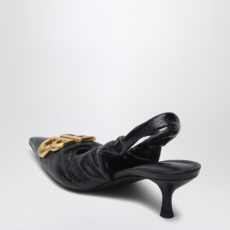 Balenciaga ロゴ付きバレンシアガモナコブラックスリングバック - Image 2