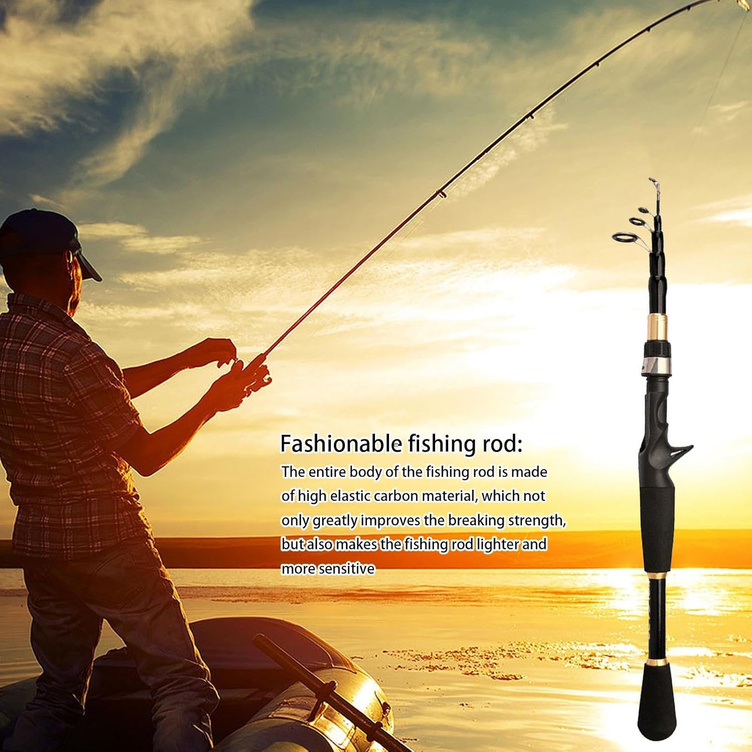 Fur Telescopic Fishing Rod,Telescopic Lure Rod,Telescopic Rod Baitcasting Rod-Long Range Baitcasting Rod,Durable Far-Throw Fishing Rod,Travel Casting Fishing Rod,Fishing Enthusiast