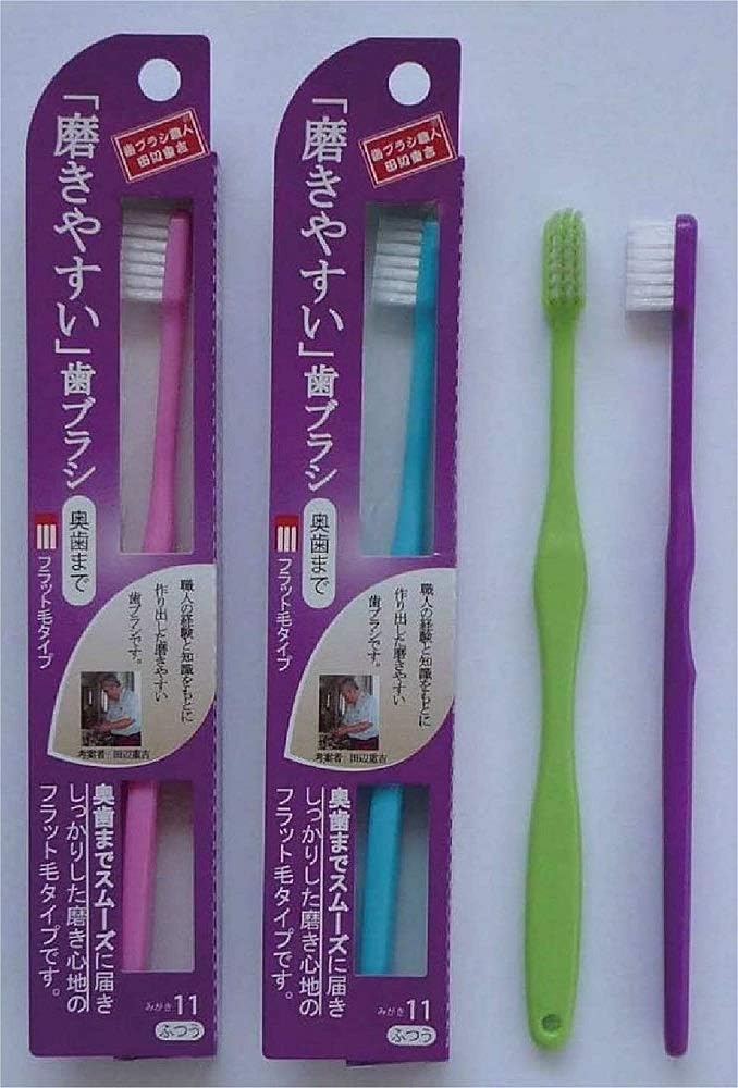 Toothbrush Artisan Shigekichi Tanabe Easy to Polish Toothbrush Back Teeth Flat Bristle Type LT-11 (Set of 4)