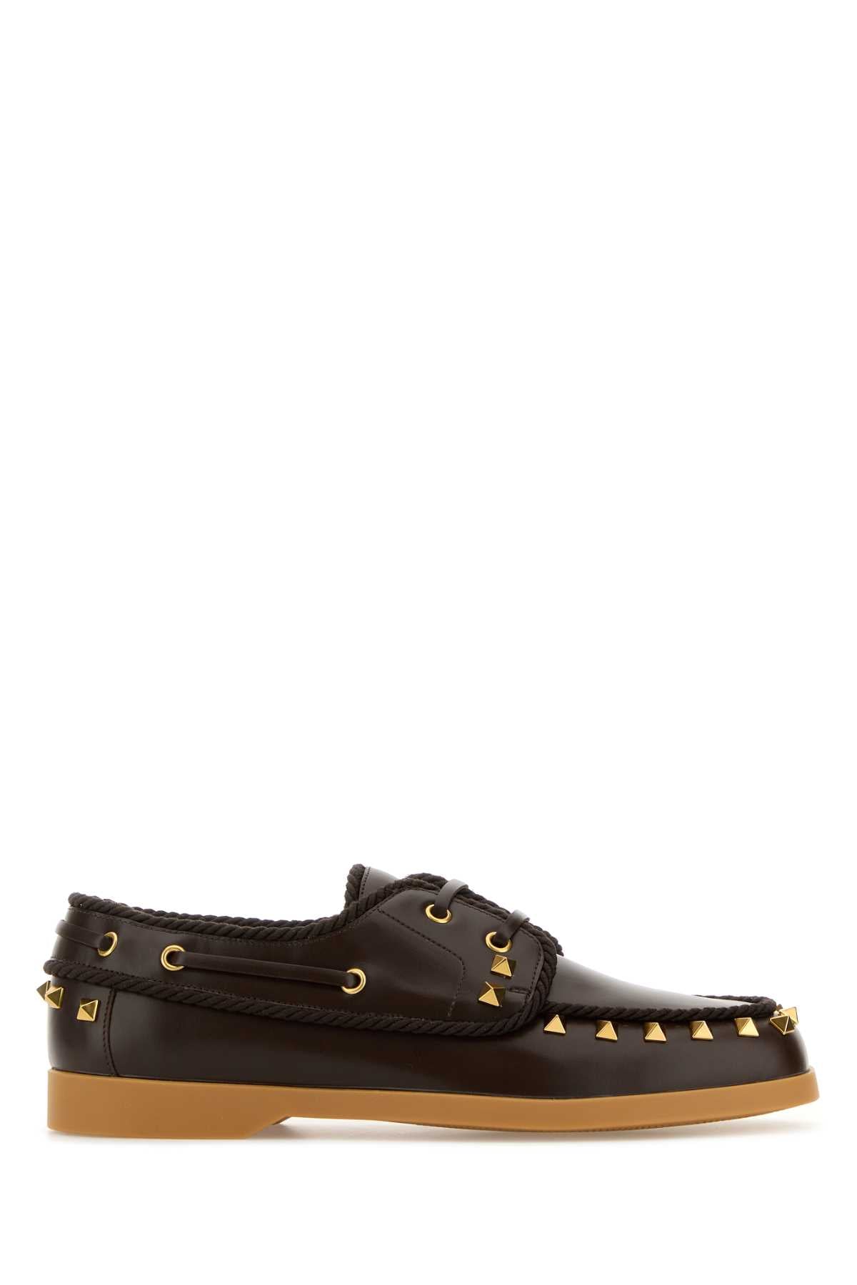 Valentino ヴァレンティーノガラバニダークブラウンレザーローファー - Image 2