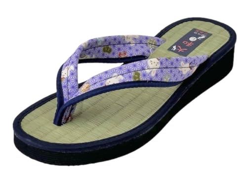 Daimyo Shokai Women's Thong Tatami Folding Sandals Japanese Pattern, Made in Japan