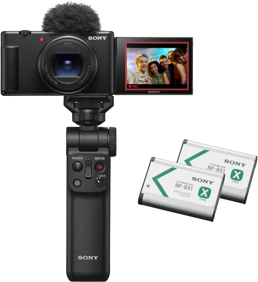 Sony ZV-1II Compact Digital Camera VLOGCAM Vlog Camera ZV-1II Shooting Grip Kit with Windscreen Zoom Lens Black ZV-1M2G B+ SD Card, 256GB SDXC, Class 10, UHS-I V30, Read Up to 200MB/s SanDisk