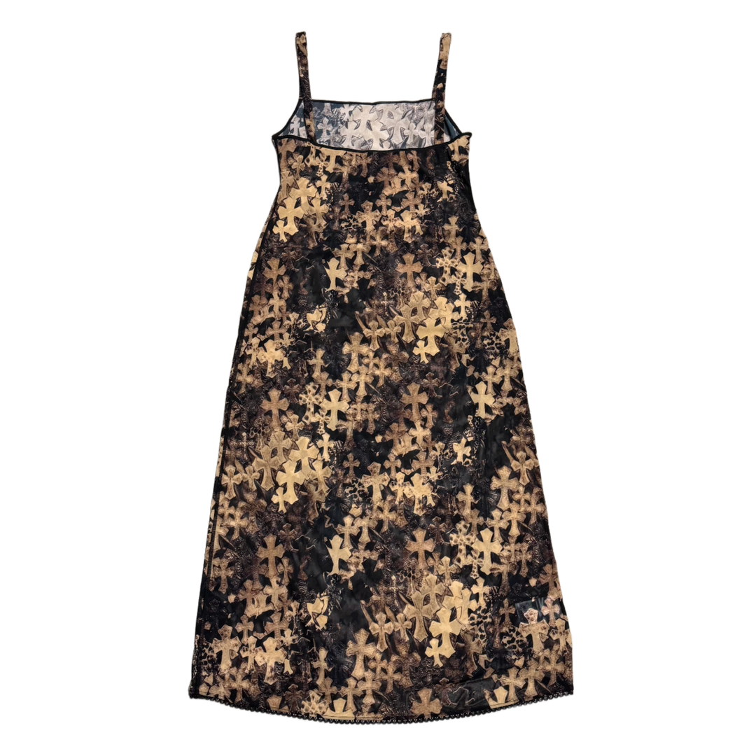 CHROME HEARTS 'CROSS PRINT' WOMENS MESH DRESS