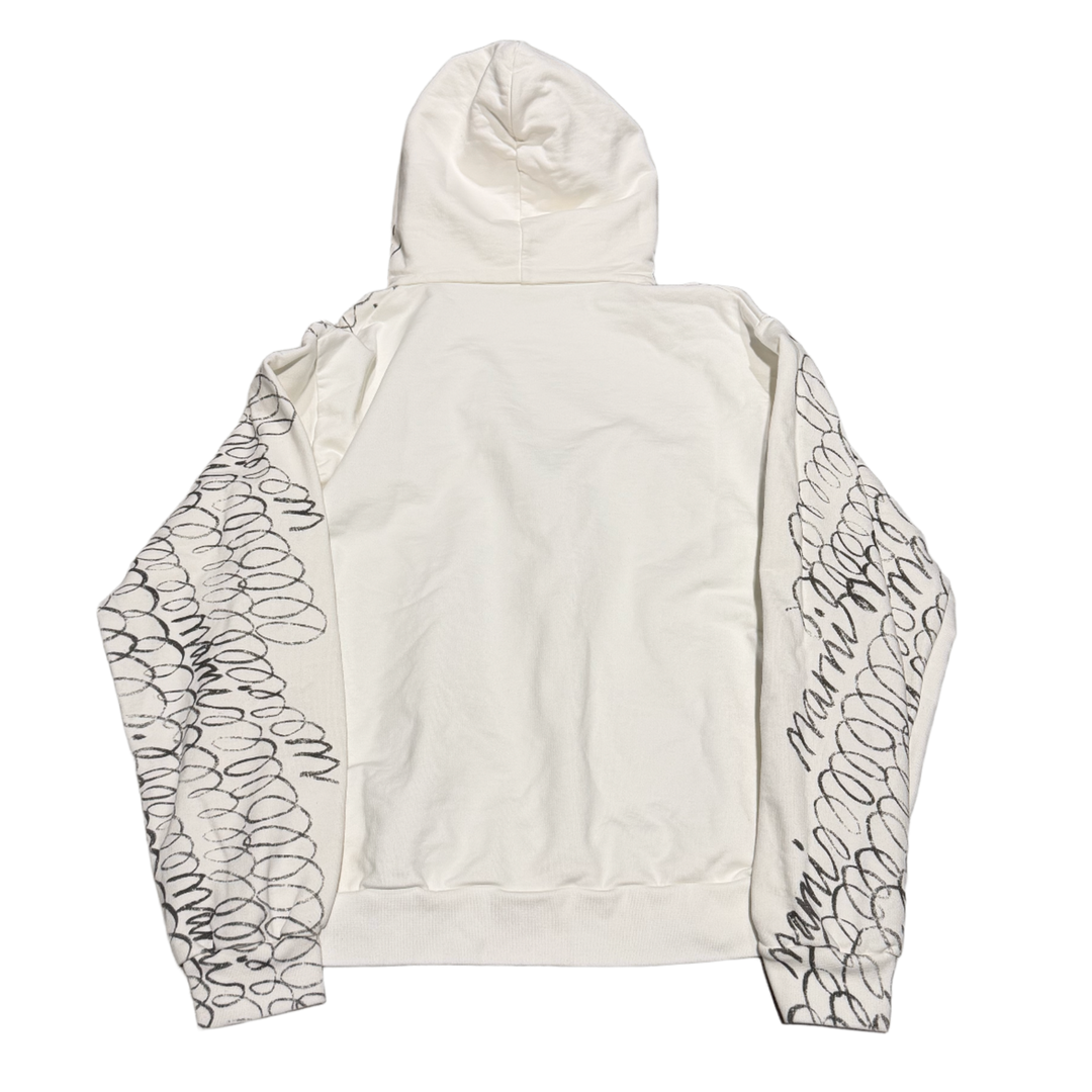MARNI 'SCRIBLE LOGO PRINT' WHITE HOODIE