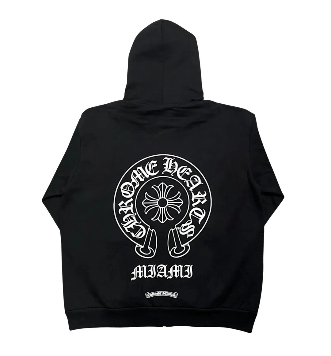 CHROME HEARTS 'MIAMI EXCLUSIVE' HORSESHOE BLACK ZIP-UP HOODIE