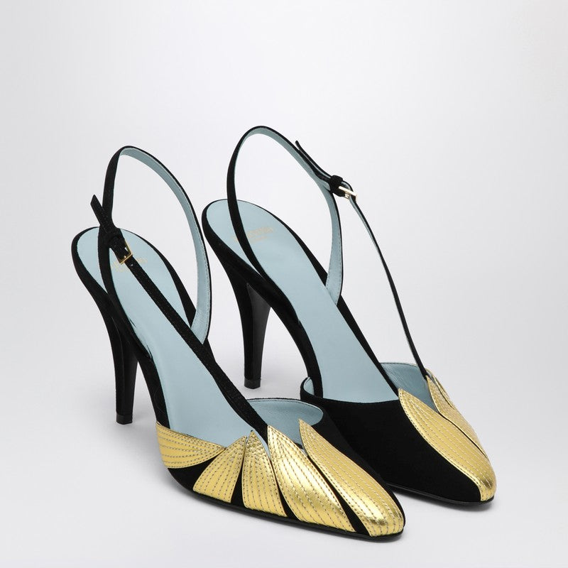 Valentino バレンティーノガラヴァニハイスリングバック有作黒と金 - Image 2
