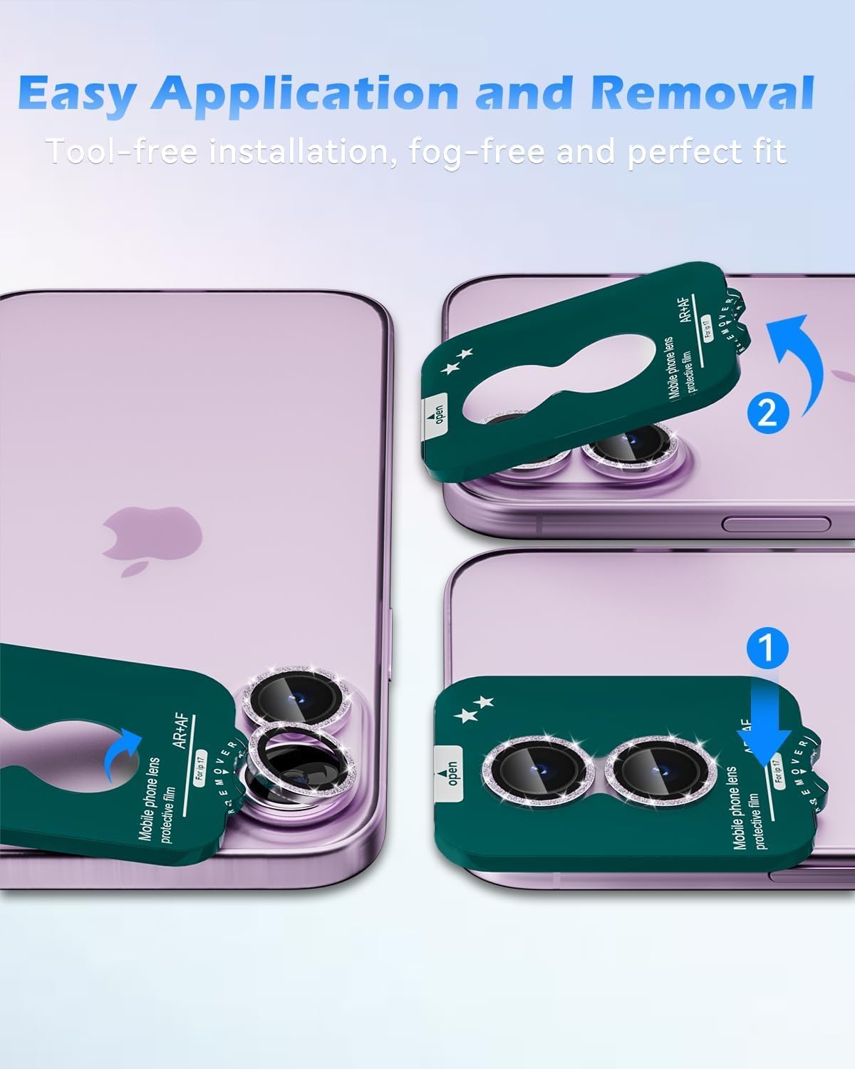 CloudValley Camera Film for iPhone 17, 1:1 Invisible Perfect Fit, Case Friendly, Flash Compatible Design, Full Protection, 9H Tempered Glass, High Transmittance, Anti-Scratch, 9H Tempered Glass