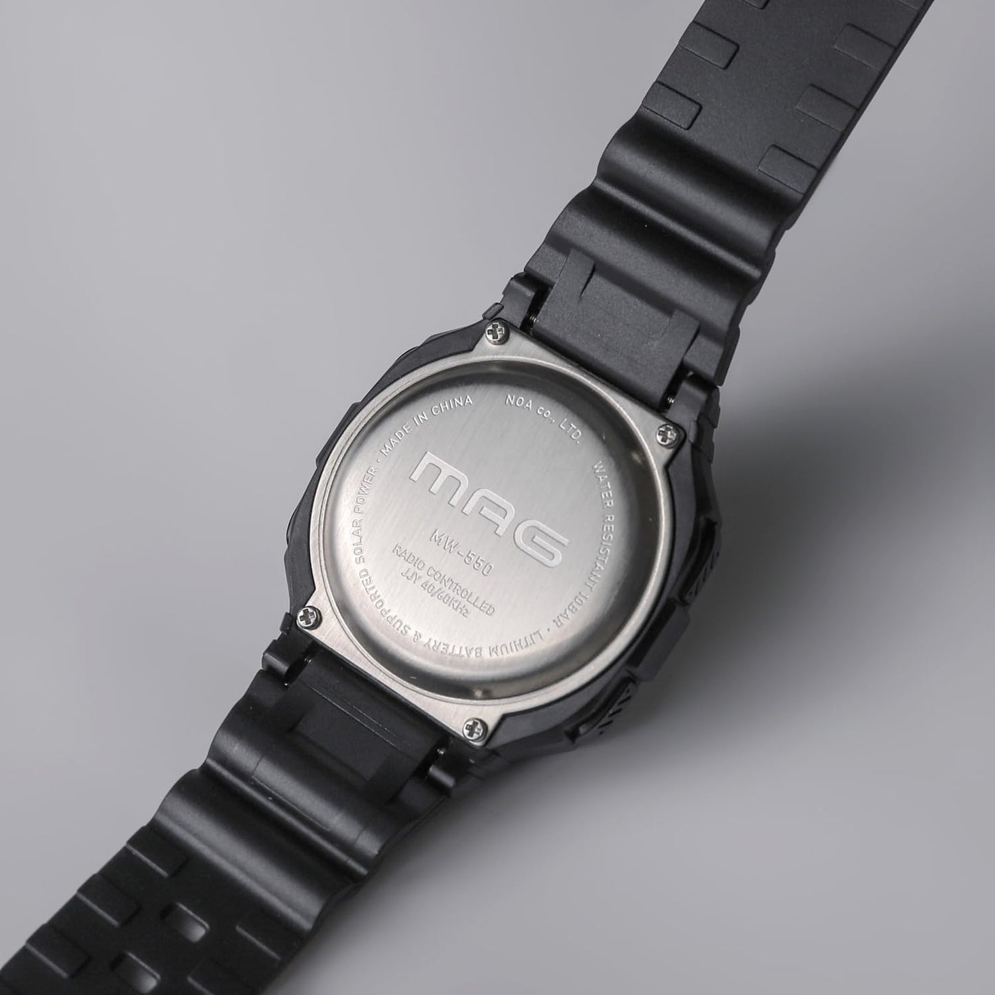 MAG MW-550A BK Digital Wristwatch, Radio, Solar, Dual Power, Waterproof, Urethane Strap, Slightly Smaller, For Kids