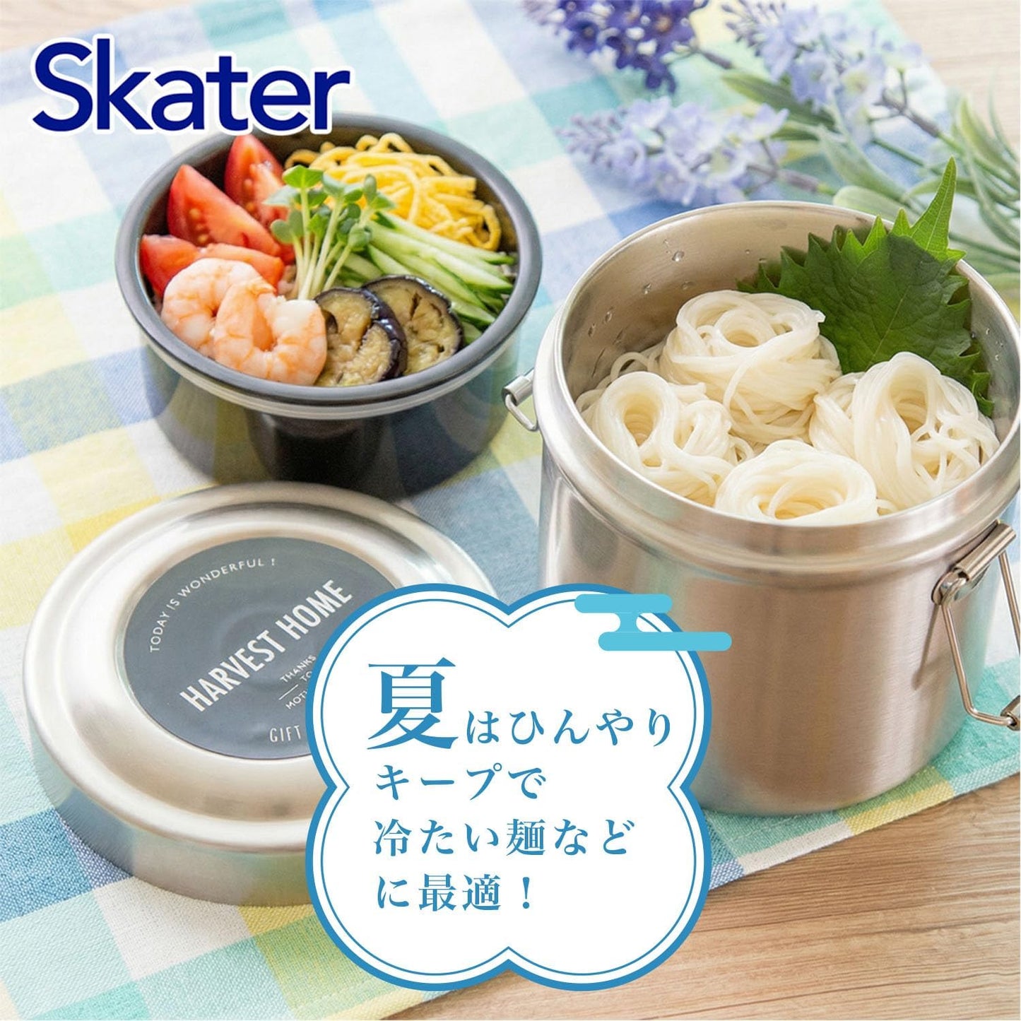 Skater Thermal Lunch Box, Bowl-shaped, 28.5 fl oz (840 ml), Large Capacity, Men's, 2-Tier, Stainless Steel, Lunch Jar, Heat & Cold Retention, Vacuum Insulated Structure, Basic STLB2AG-A