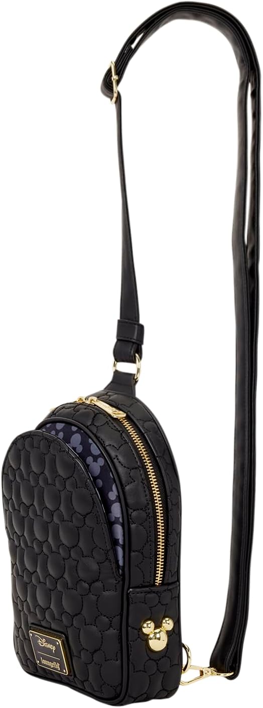 Loungefly Disney Mickey Mouse Sac à bandoulière convertible avec sangle jacquard réglable