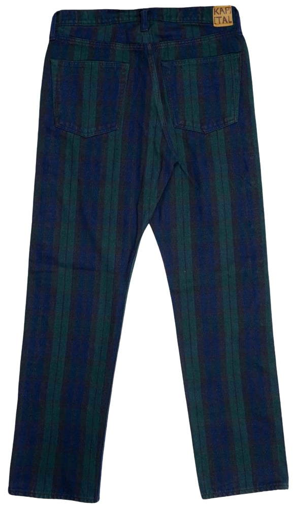KAPITAL GREEN 'PLAID' MONKEY CISCO JEANS
