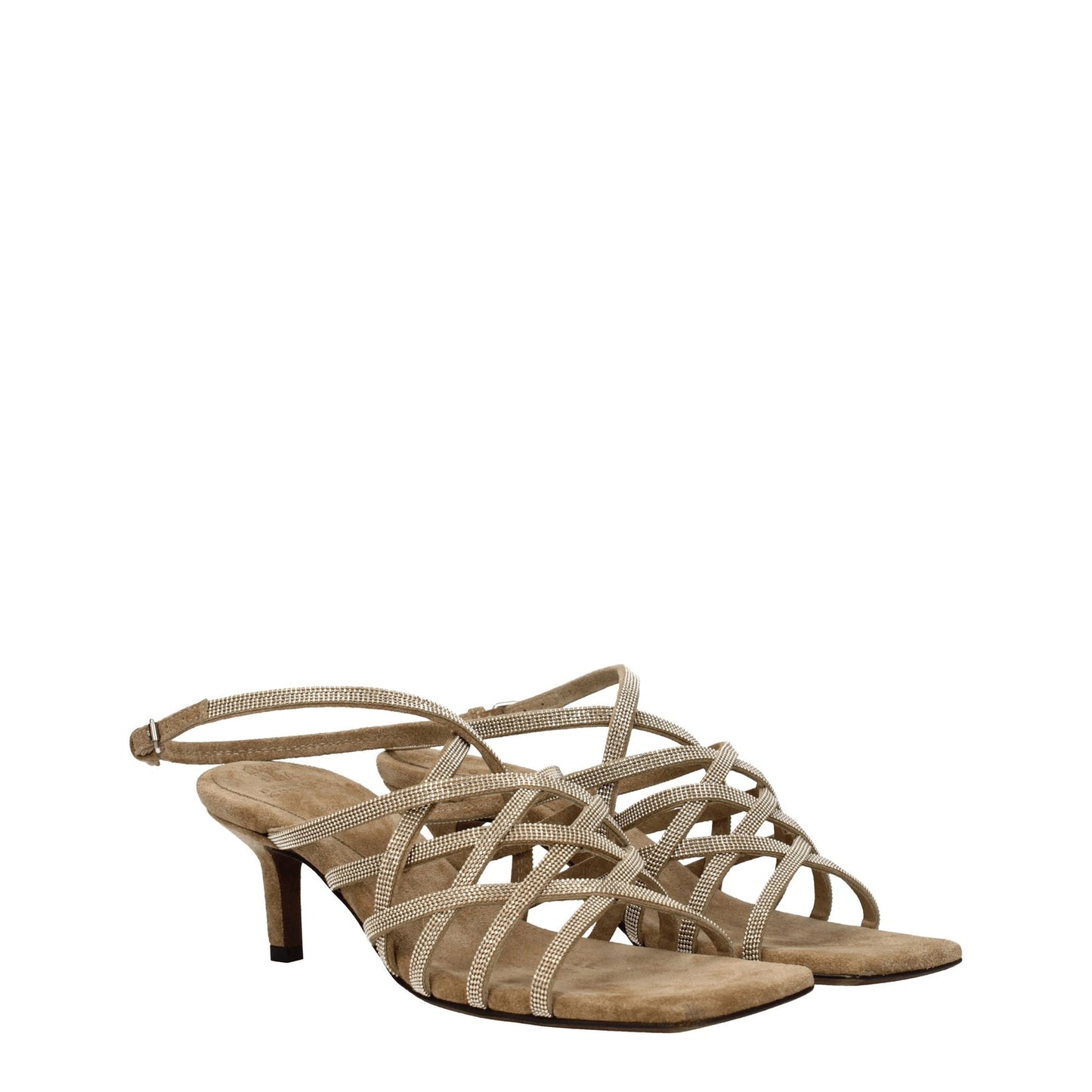 Brunello Cucinelli Sandals Women Suede Beige - Image 2