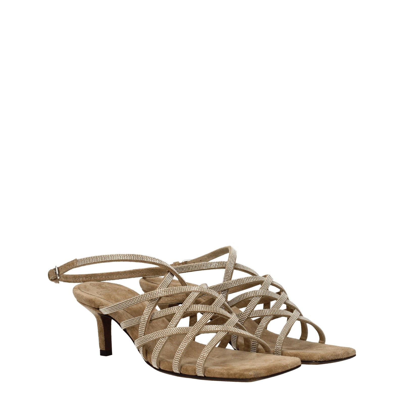 Brunello Cucinelli Sandals Women Suede Beige - Image 2