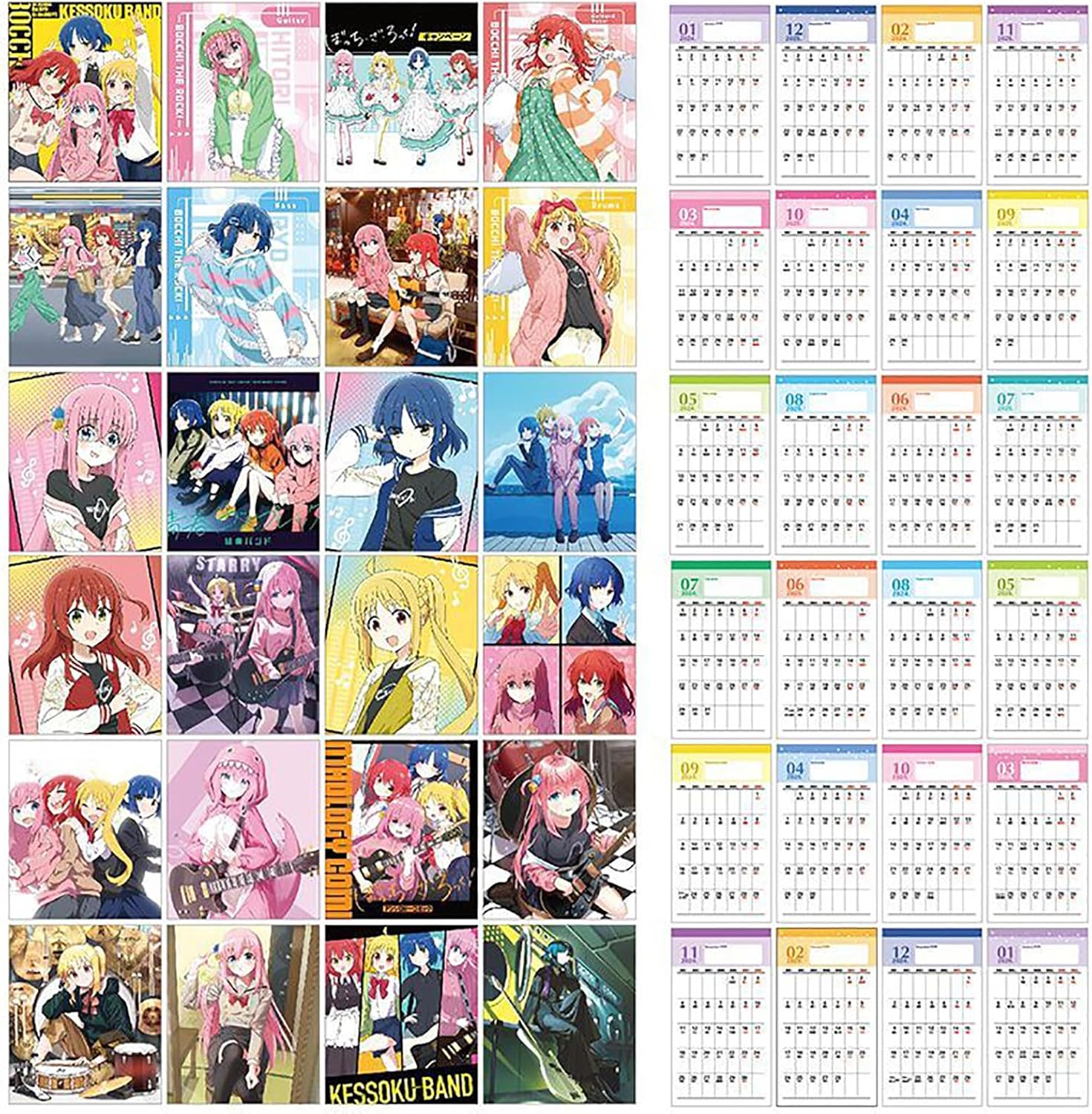 Bocchi Za Roku Calendar 2025-2026 Calendar Yamada Ryo Goto Hitori Ijichi Rainbow Summer Kita Ikuyo Photo Sticker Schedule Simple Decoration Photo Collection Support Goods Surroundings Stationery