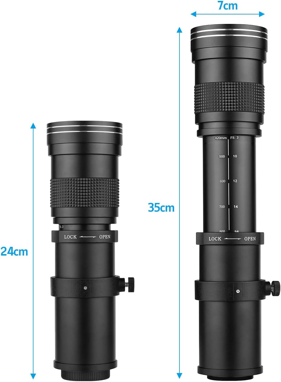 Camera MF Super Telephoto Lens F/8.3-16 420-800mm T2 Mount with M Mount Adapter Ring 1/4 Thread Replacement for M M2 M3 M5 M6 Mark II M10 M50 M100 M200 Cameras