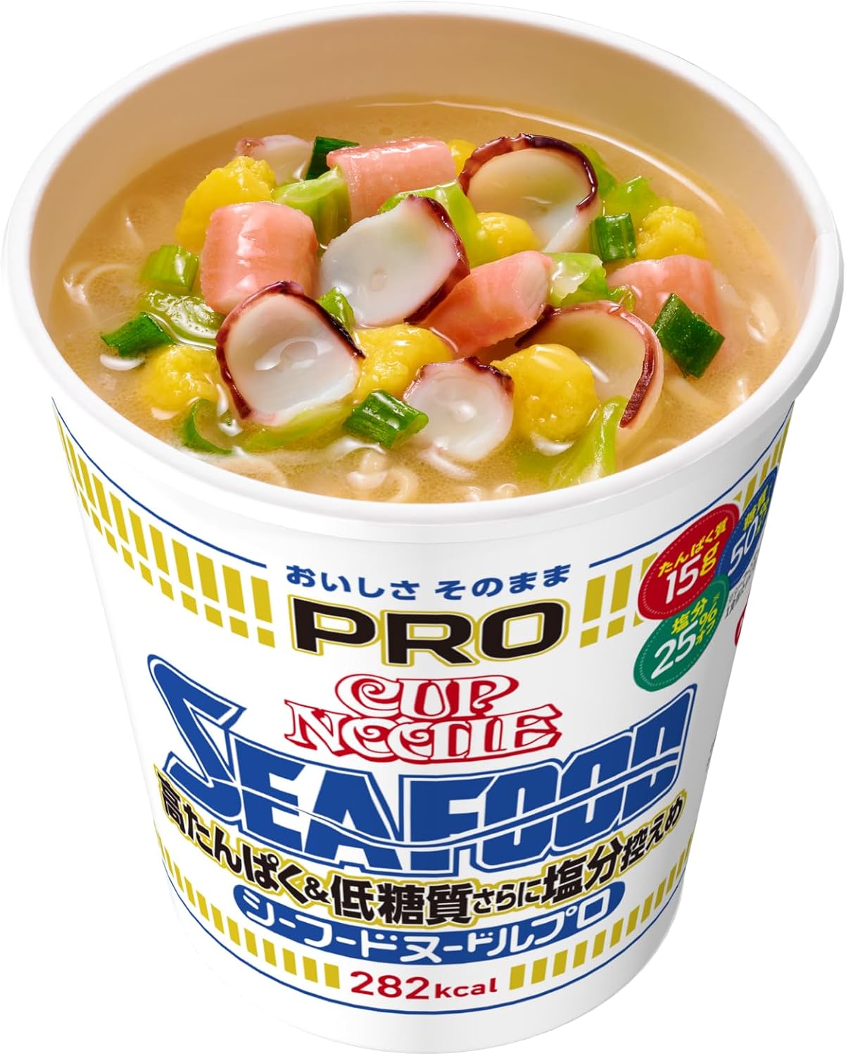 Cup Noodles PRO Seafood Noodles with High Protein & Low Sugar Content and Low Salt Content (Delicious Intact), Nissin Foods Cup Noodles, 2.8 oz (78 g) x 12 Packs