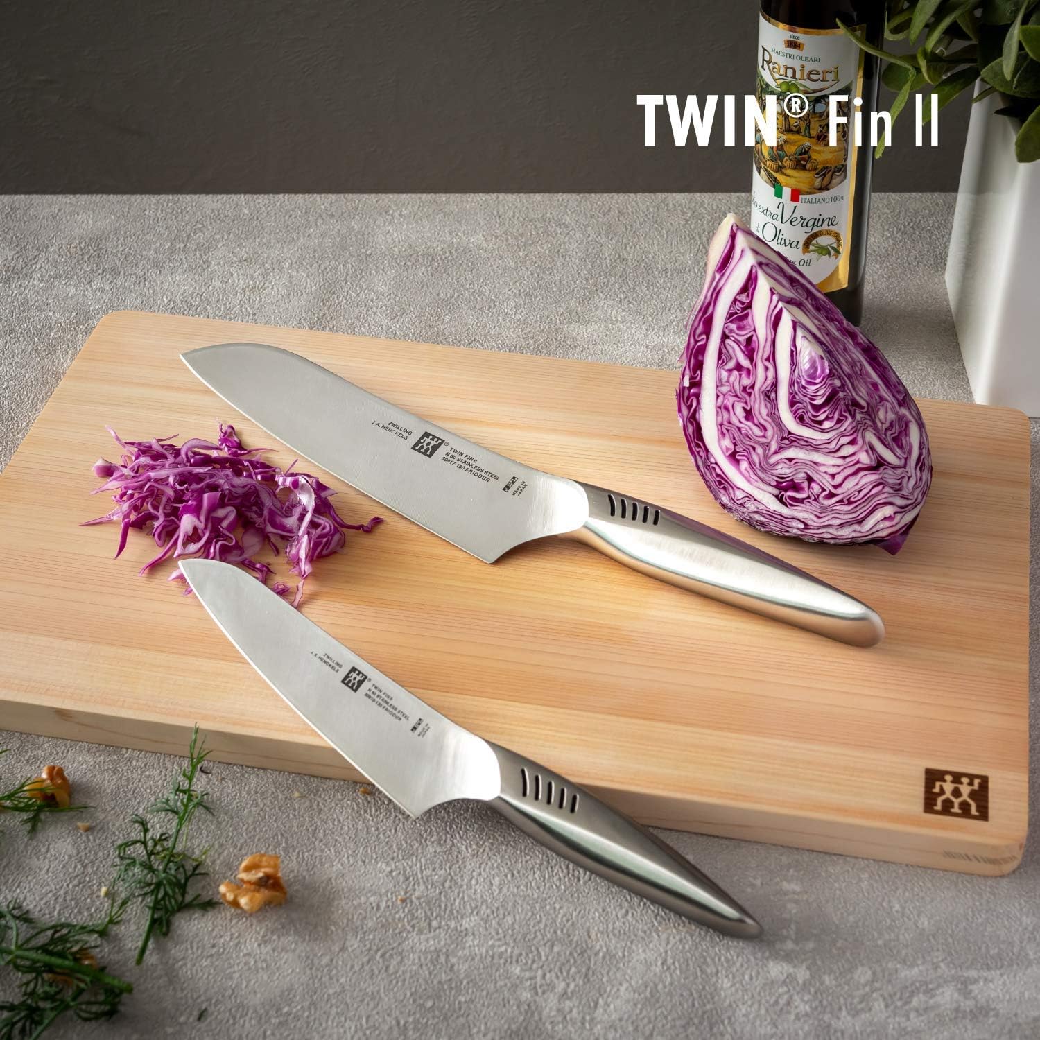 Zwilling 30917-161 Twin Fin 2 Multi-Purpose Knife, 6.5 in (165 mm), Made in Japan, Santoku Knife, All Stainless Steel, Dishwasher Safe, Made in Seki City, Gifu Prefecture