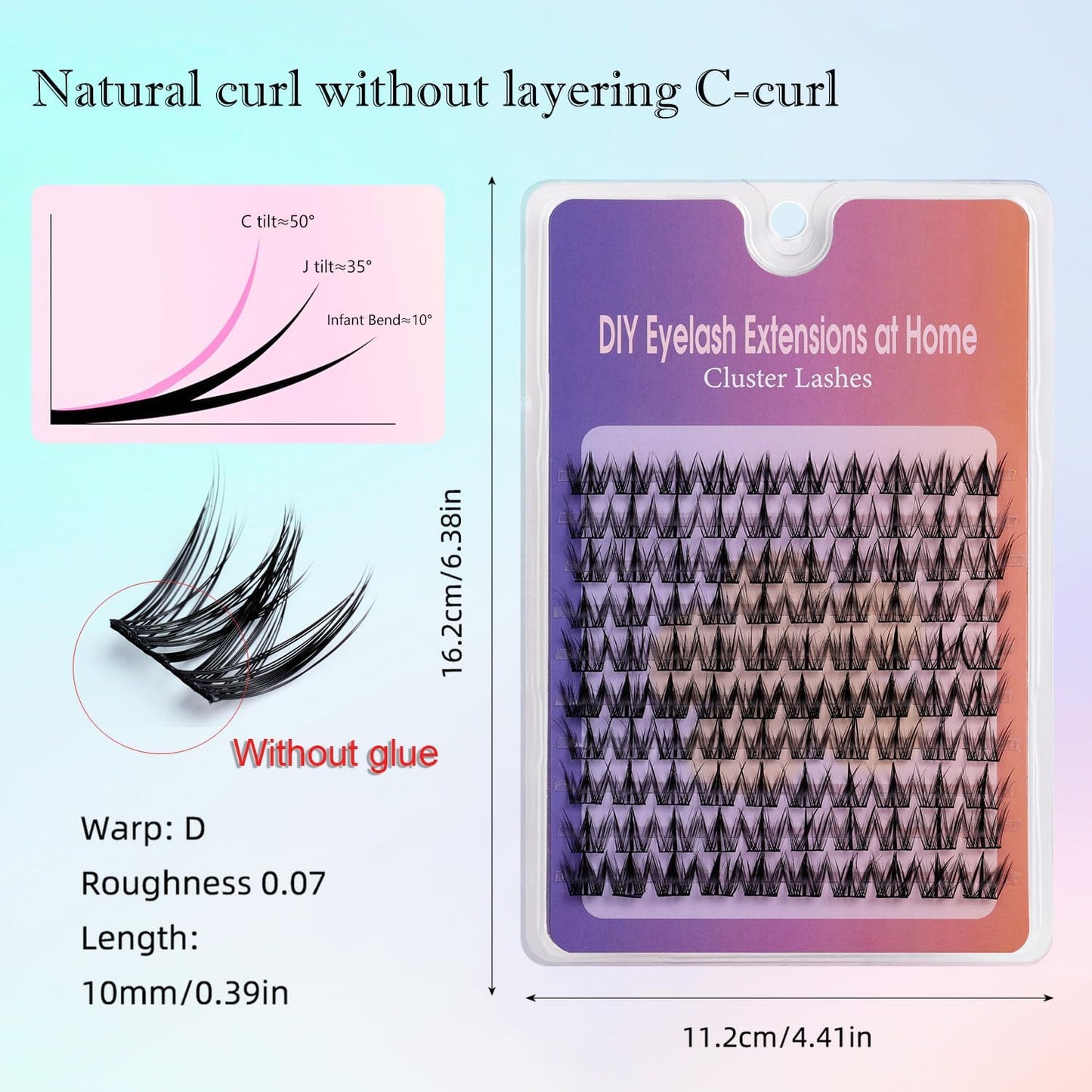 TORMEN Segment Self-Adhesive Eyelashes 60 Lashes No Glue Needed, Naturally Flexible Single Eyelashes Can Be Repeated DIY Eyelash Extension, 3-5 Segment Cut, Flexible Shaping (Mantou)