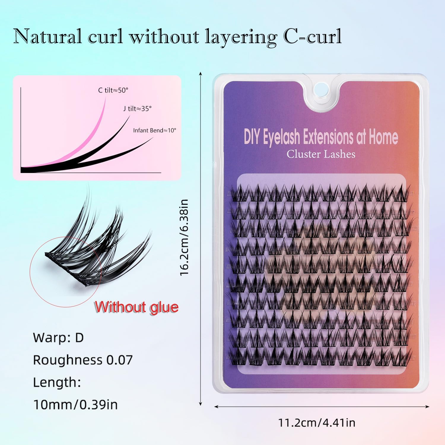 TORMEN Segment Self-Adhesive Eyelashes 60 Lashes No Glue Needed, Naturally Flexible Single Eyelashes Can Be Repeated DIY Eyelash Extension, 3-5 Segment Cut, Flexible Shaping (Mantou)