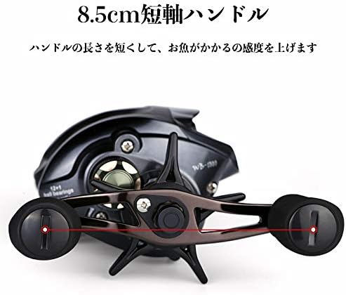 YU125 Fishing Reel, Bait Reel, Saltwater Fishing, Left Handle, Left Handle, Right Handle, Maximum Drag Force, 12.1 lbs (5.5 kg), Gear Ratio: 6.3:1, Lightweight, Metal Spool, N48 Magnetic