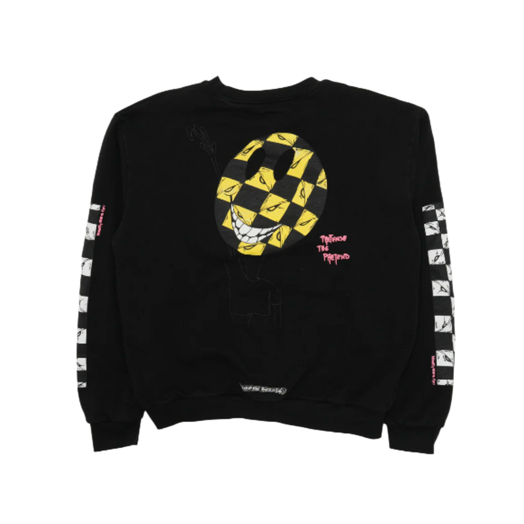 CHROME HEARTS MATTY BOY 'PRETENSE' THERMAL LINED BLACK CREWNECK