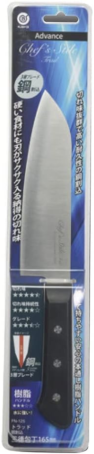 Pearl Metal Santoku Knife, 6.5 inches (165 mm) FN-125 Chef's Steel Trad